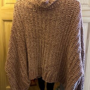 POL Cozy Chenille Turtleneck Sweater in Dusty Rose